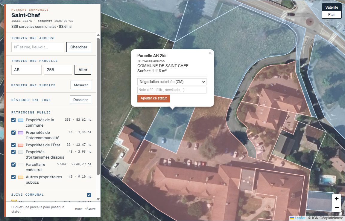 Espace de pilotage : le suivi foncier de la commune, exports et dossier de séance